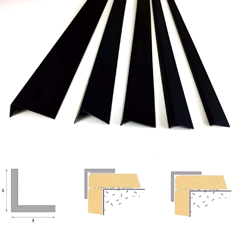 1 meter black 90-degree angle PVC corner trim with unequal sides