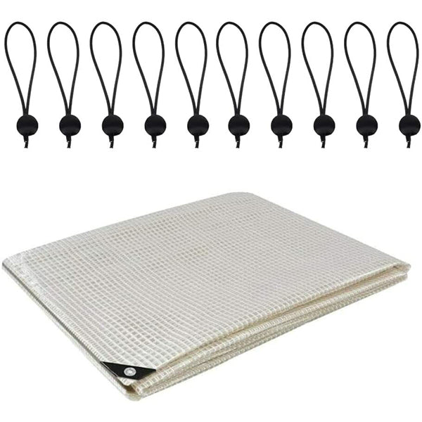 100gsm Clear Waterproof Tarpaulin Ground Sheet - Includes 10 Bungee Balls for Secure Coverage