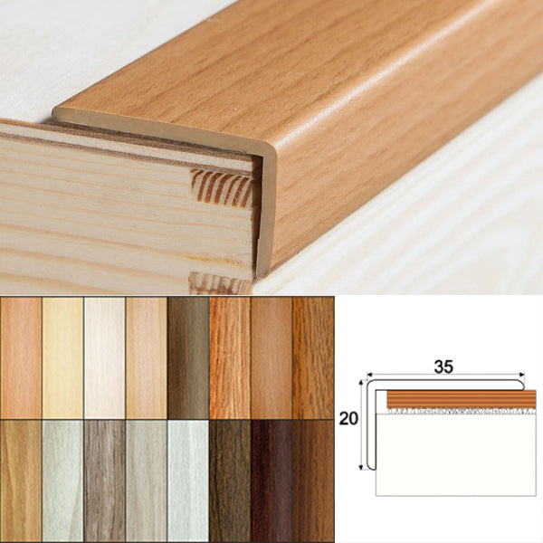 1 Meter Long Pvc Wood Grain Stair Edge Nosing Trim With Self-adhesive