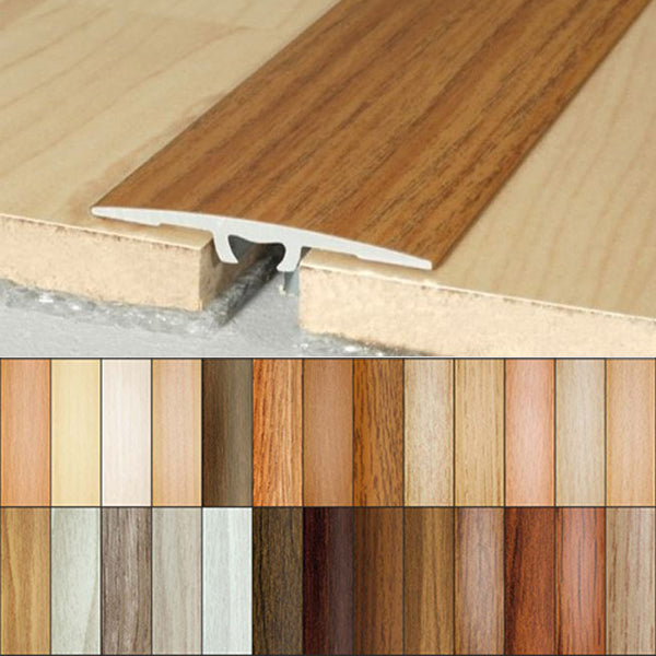 2mm Thick Aluminium Wood Effect Threshold Trim - Door Floor Edge Bar