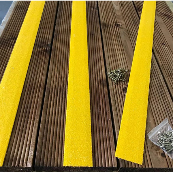 Yellow Non-slip Decking Strips - Medium Grit, 90mm