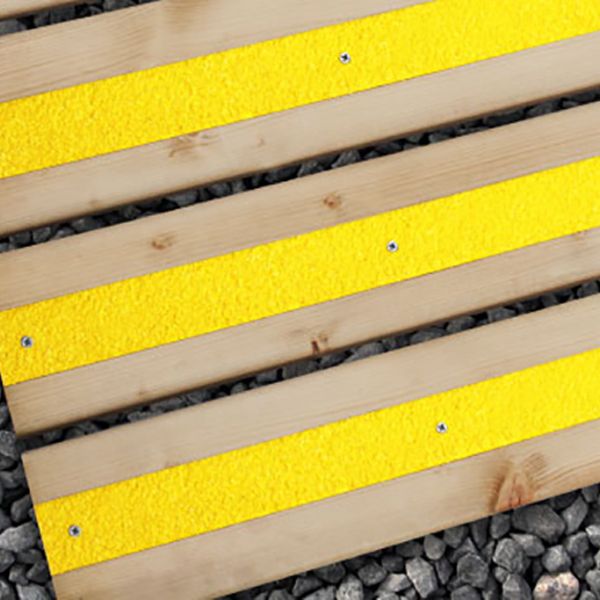 Yellow Non-slip Decking Strips - Medium Grit, 90mm