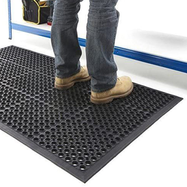 Large Outdoor Rubber Entrance Mat - Anti-Fatigue & Drainage