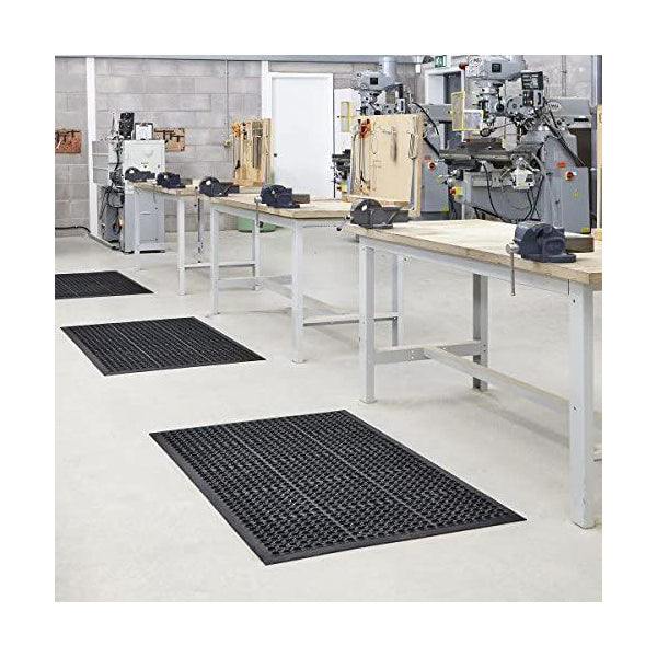 Large Outdoor Rubber Entrance Mat - Anti-Fatigue & Drainage