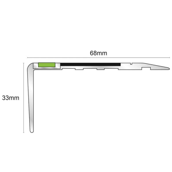 Durable Stair Nosing - 68mm x 33mm Commercial Non Slip Step Edge with Silicone Carbide Insert