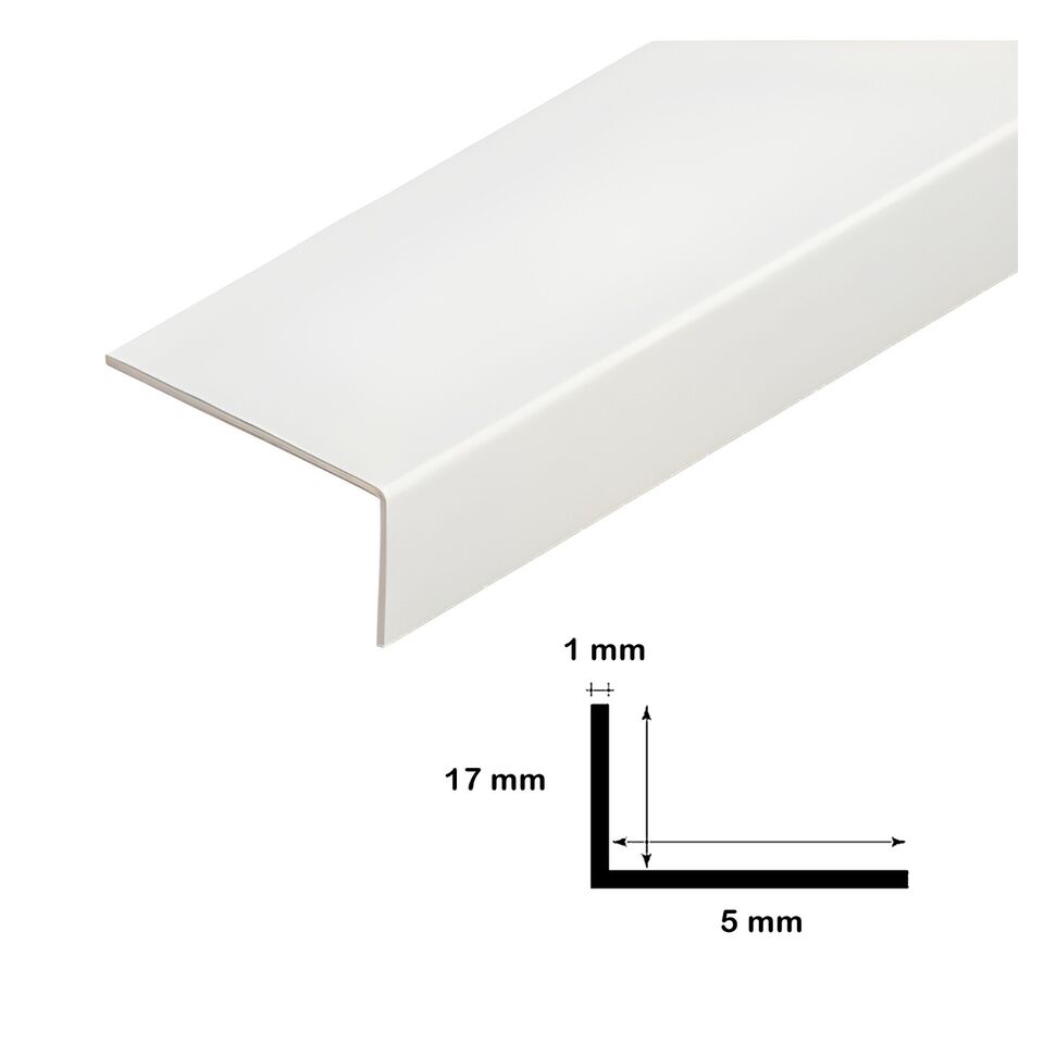 1m White PVC Corner Trim - 90 Degree Unequal Angle