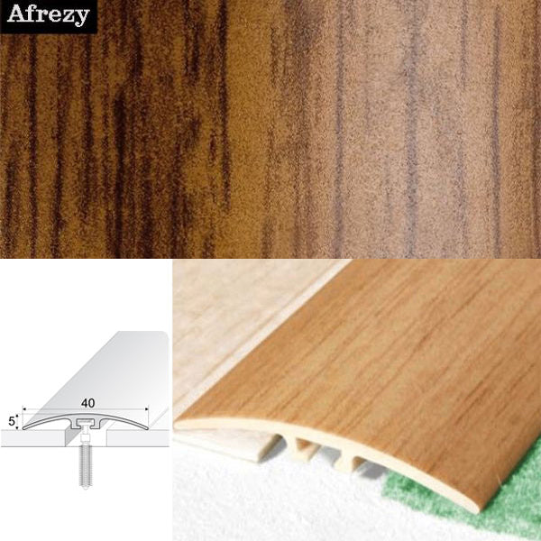 40mm Wide Screw Fix Door Threshold for Connecting Wood and Carpet Floors with UPVC Wood Effect